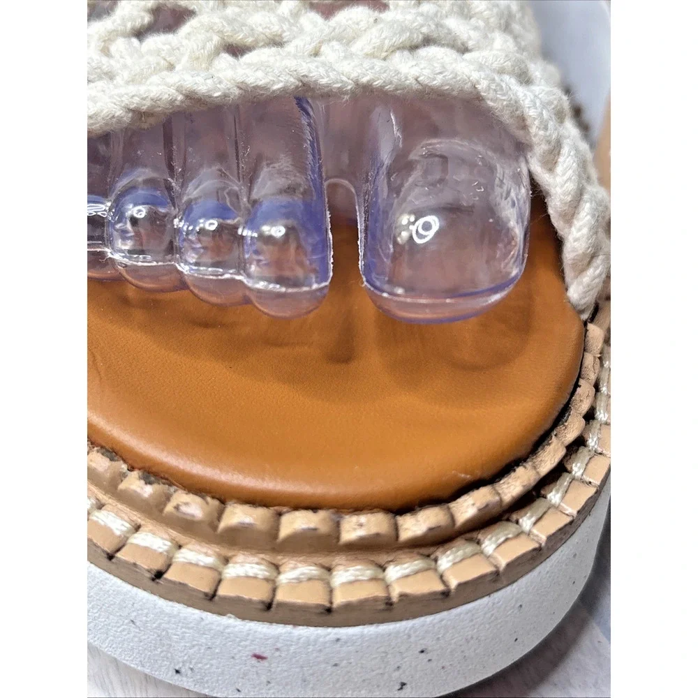 Chloé Crochet Platform Sandals Size 37 US 7 White Leather Ankle Strap Wedge - Picture 5 of 12